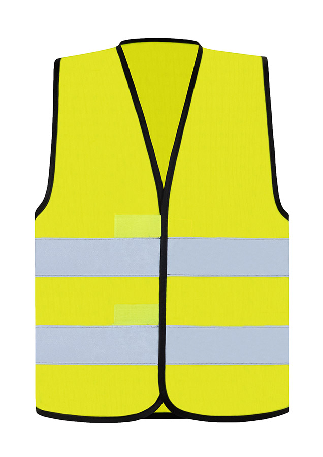Two adults in fluorescent yellow Korntex safety vests in a factory
