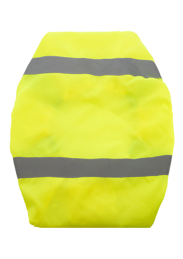 Backpack Cover „Tilburg“ aus 100 % Polyester mit Gummizug und reflektierenden Streifen, schützt Rucksack und Schulranzen bei Regen.
