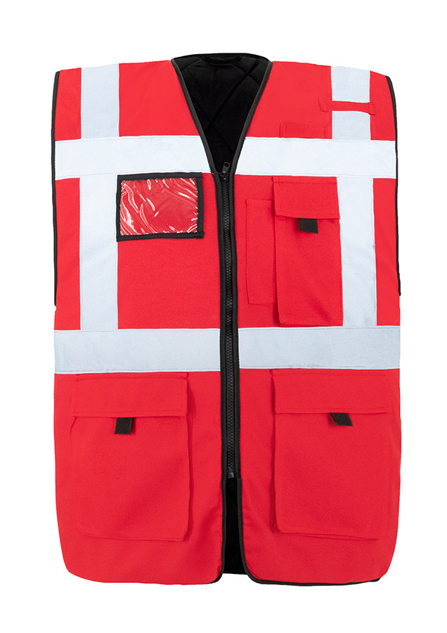 Red Safety Vest with Pockets and zipper
