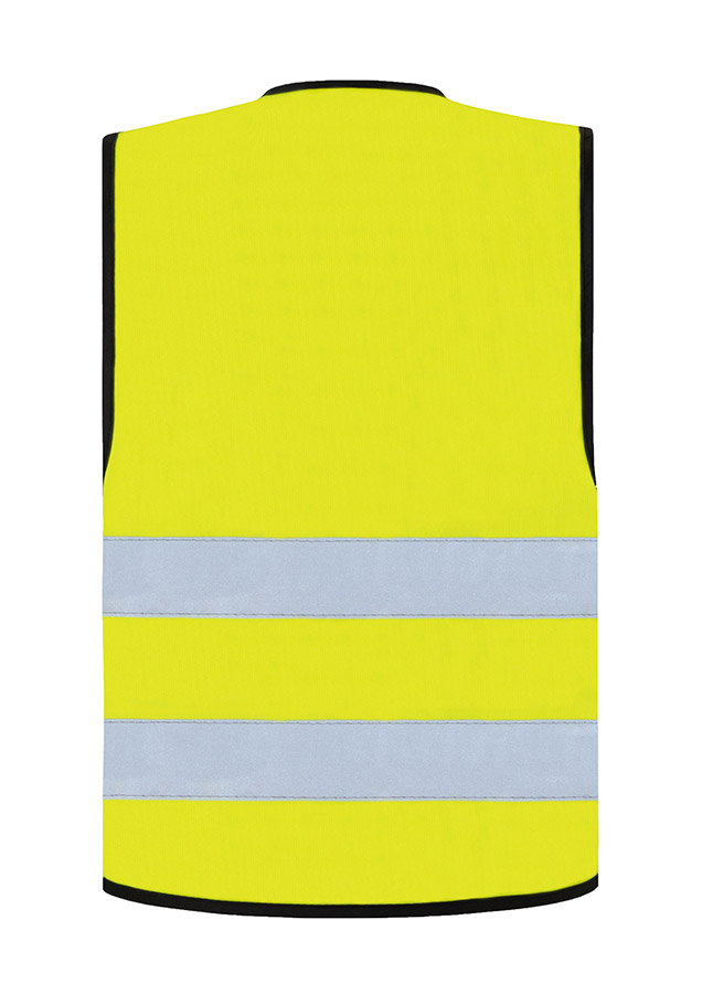 Two adults in fluorescent yellow Korntex safety vests in a factory