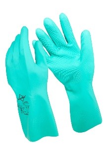 Grüne Nitrilhandschuhe „Ankara“, velourisiert für hohen Tragekomfort und sicheren Griff