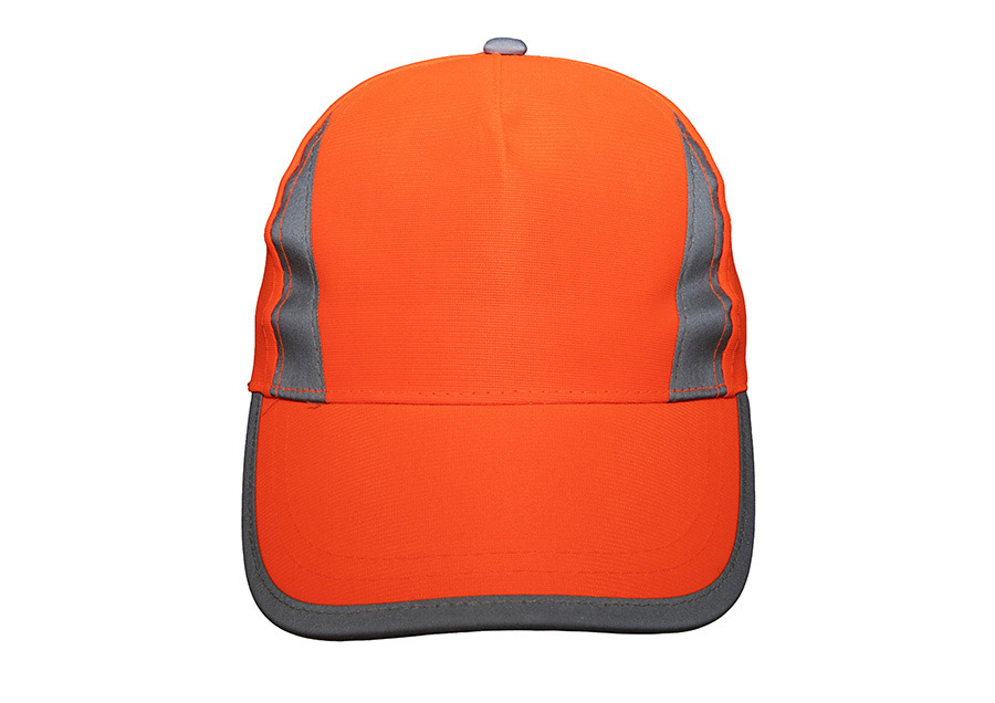 Baseball-Cap „Nice“ in Polyester mit Reflexsegmenten und silber-reflektierender Schirmkante, größenverstellbar für hohe Sichtbarkeit.