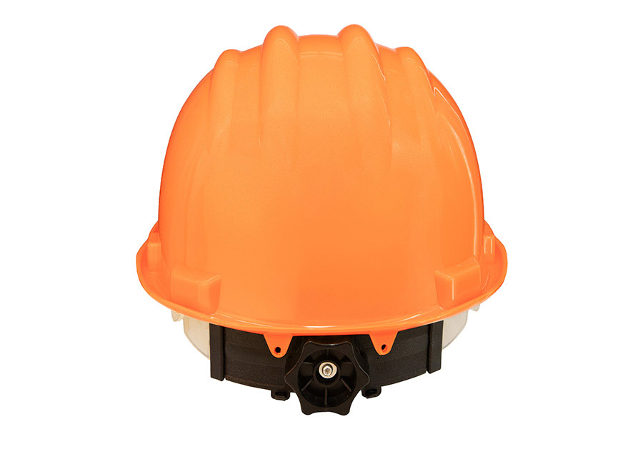 Basic Schutzhelm „Le Havre“ mit Regenrinne in robuster Einheitsgröße, zuverlässiger Baustellenhelm mit Adaptertaschen für Zubehör.