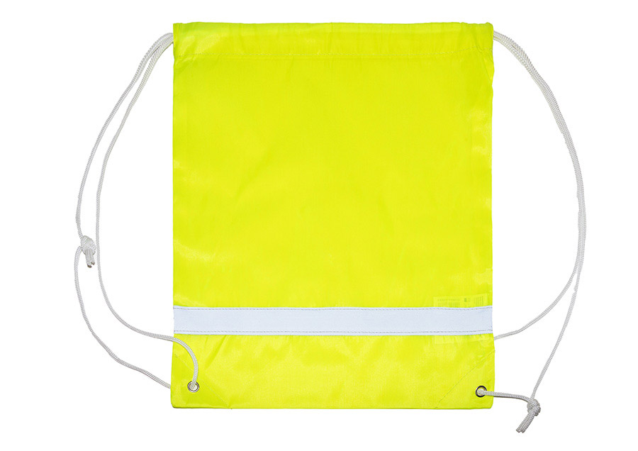 Gymsac „Salerno“ in Gelb mit Reflexstreifen, 35 x 40 cm, robuster Polyester-Turnbeutel für Sport und Freizeit mit Kordelzug.