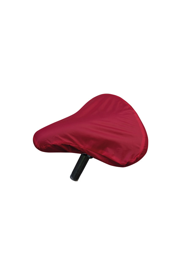 Detailed view of a white Korntex bicycle-saddle cover on a mountain bike in the park