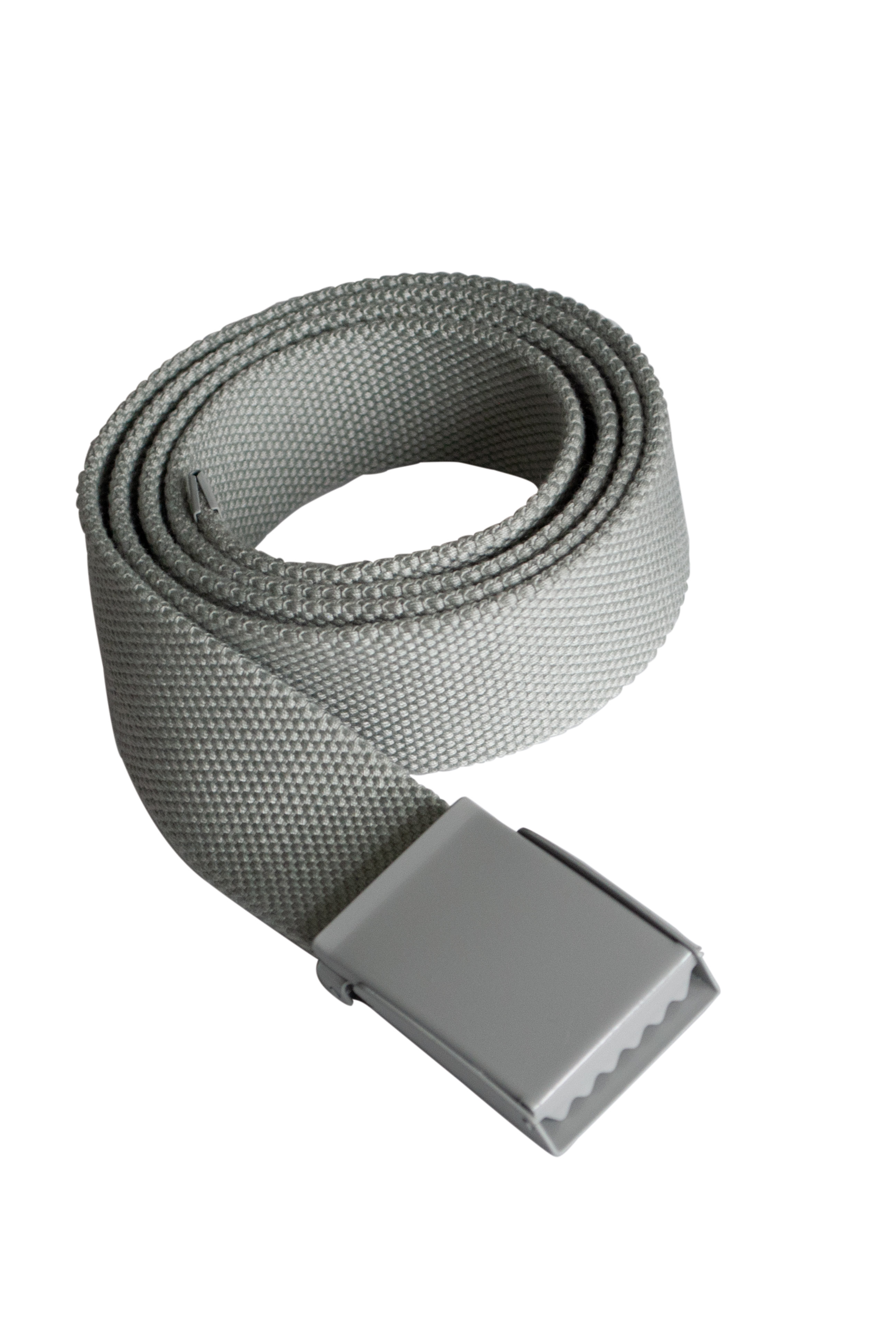 Close-up of a black Korntex polyester belt with metal buckle