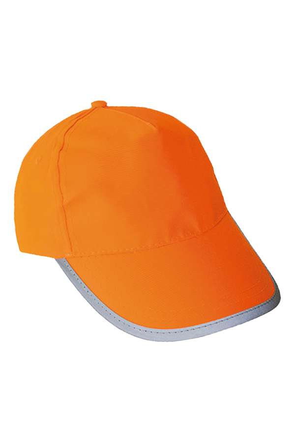 Portrait of an adult smiling woman with reflective orange Korntex cap in the park
