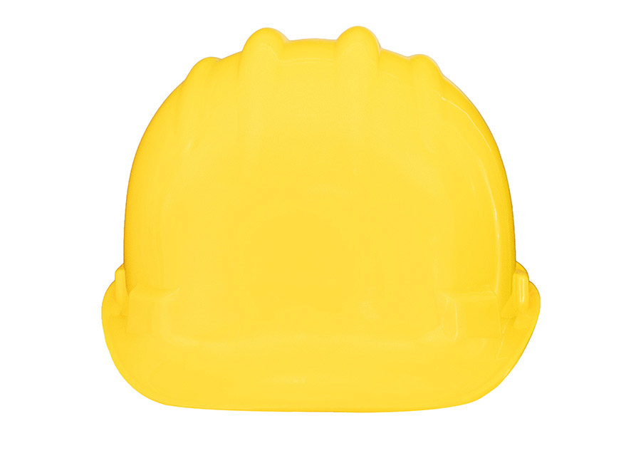 Basic Schutzhelm „Le Havre“ mit Regenrinne in robuster Einheitsgröße, zuverlässiger Baustellenhelm mit Adaptertaschen für Zubehör.