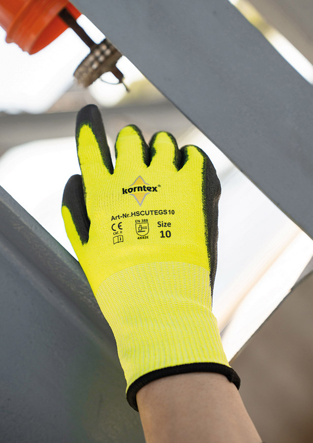 HSCUTE Yellow/Black Safety Gloves for Enhanced Protection by Korntex