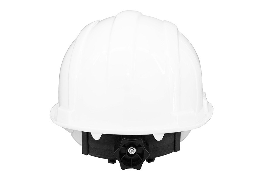 Basic Schutzhelm „Le Havre“ mit Regenrinne in robuster Einheitsgröße, zuverlässiger Baustellenhelm mit Adaptertaschen für Zubehör.