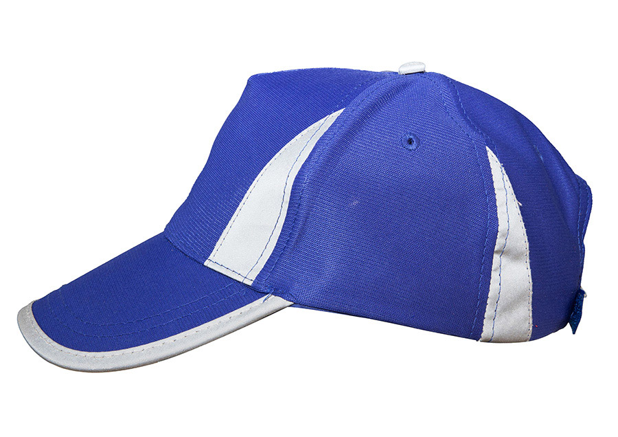 Baseball-Cap „Nice“ in Polyester mit Reflexsegmenten und silber-reflektierender Schirmkante, größenverstellbar für hohe Sichtbarkeit.