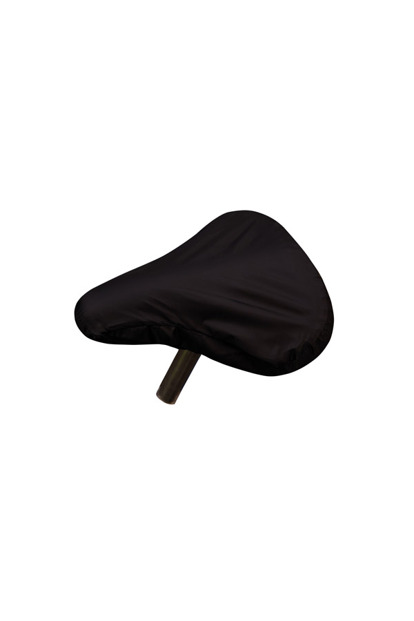 Detailed view of a white Korntex bicycle-saddle cover on a mountain bike in the park