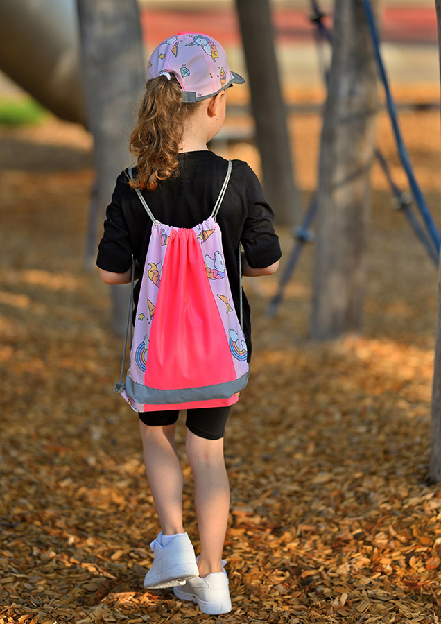 GYMACT Bag Children Pink with Unicorns and Reflective