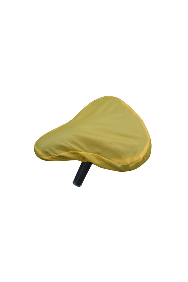 Detailed view of a white Korntex bicycle-saddle cover on a mountain bike in the park