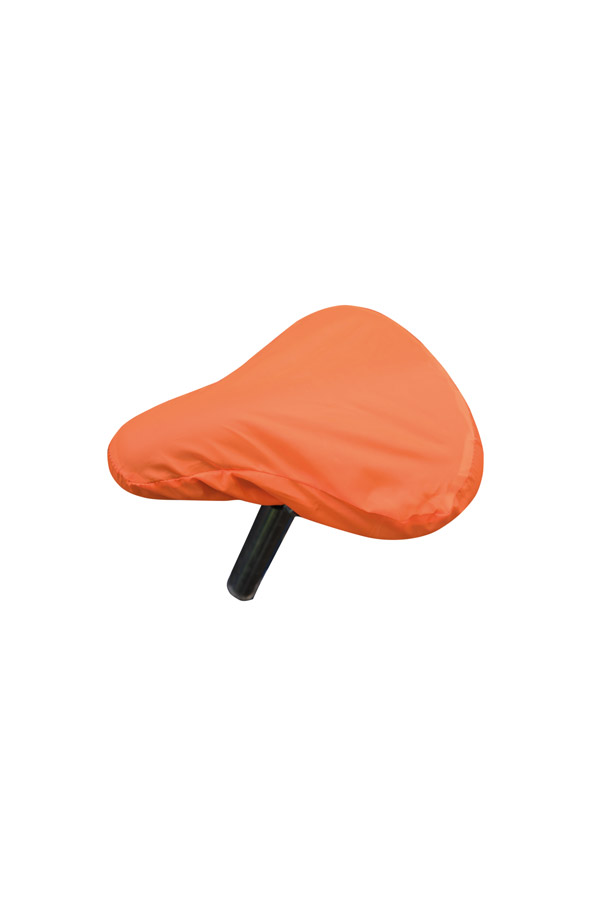 Detailed view of a white Korntex bicycle-saddle cover on a mountain bike in the park